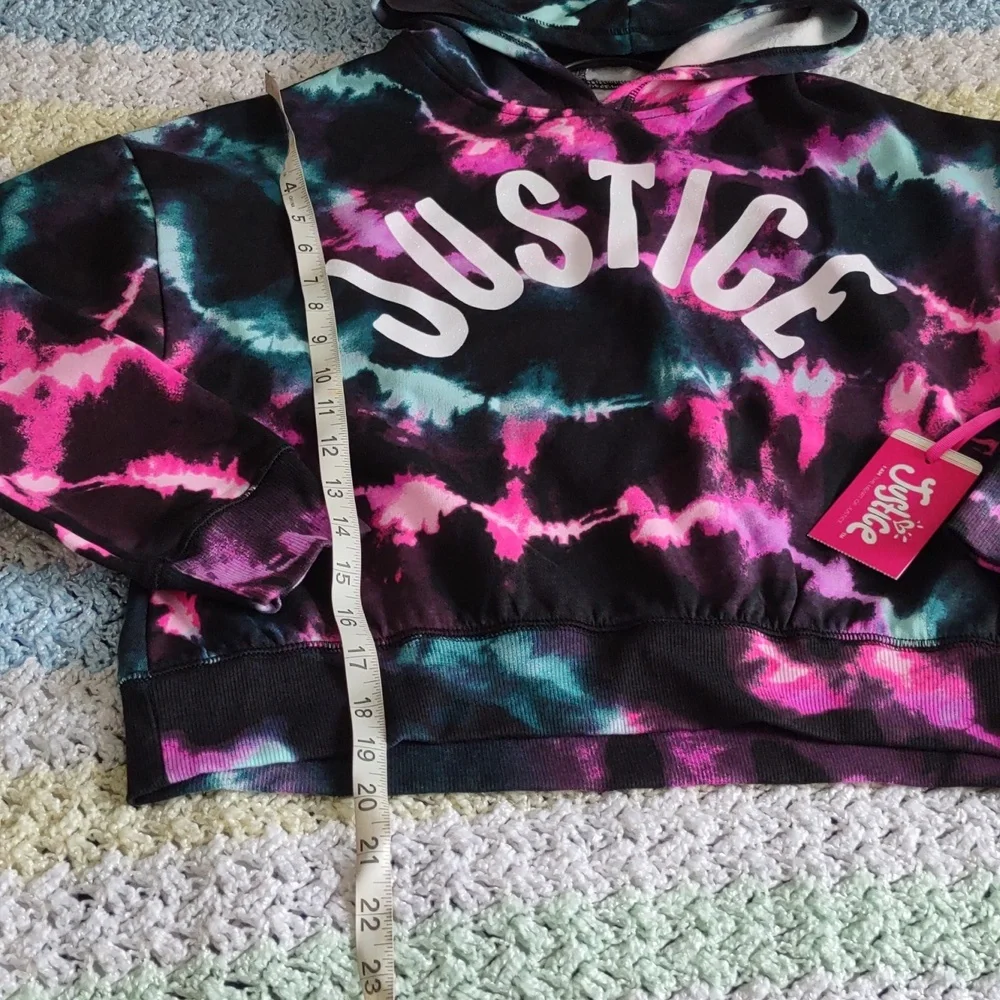 NWT Justice LG(12/14) Tie Dye Cropped Hoodie